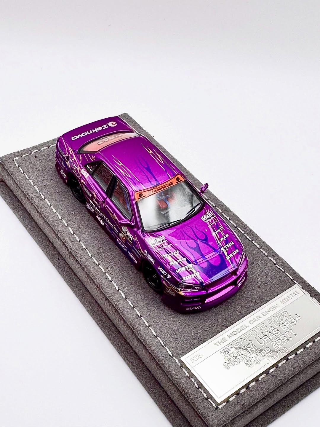 Set of 2 - Mortal Model Nissan Uras ER34 Skyline 25GT-t  Pearl Purple and Blue - Handcraftde Limited Singapore Diecast Expo (SDX) 2025 Exclusive