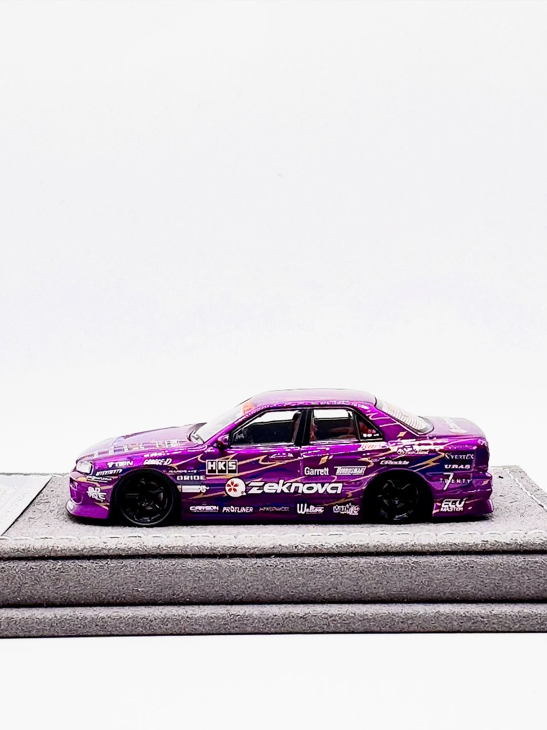 Set of 2 - Mortal Model Nissan Uras ER34 Skyline 25GT-t  Pearl Purple and Blue - Handcraftde Limited Singapore Diecast Expo (SDX) 2025 Exclusive