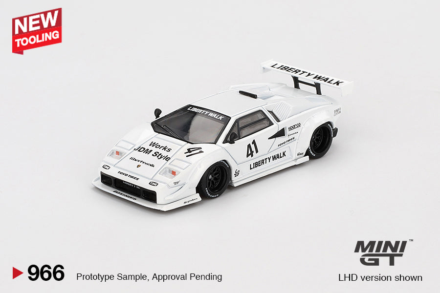 Mini GT Lamborghini Countach LB-WORKS 2024 Tokyo Auto Salon White #966