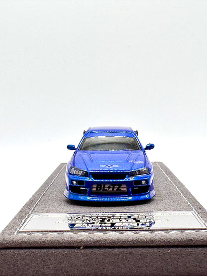 Set of 2 - Mortal Model Nissan Uras ER34 Skyline 25GT-t  Pearl Purple and Blue - Handcraftde Limited Singapore Diecast Expo (SDX) 2025 Exclusive