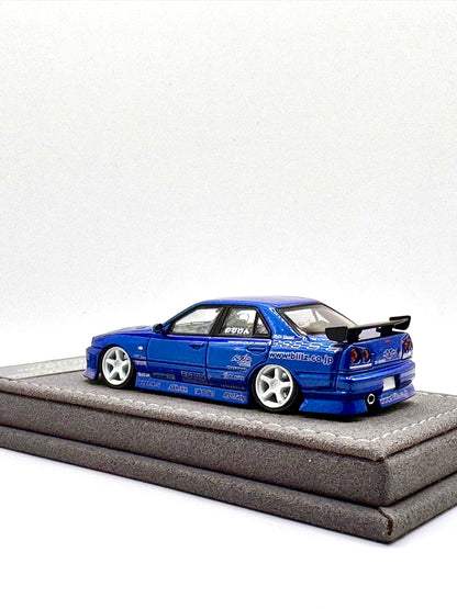 Set of 2 - Mortal Model Nissan Uras ER34 Skyline 25GT-t  Pearl Purple and Blue - Handcraftde Limited Singapore Diecast Expo (SDX) 2025 Exclusive