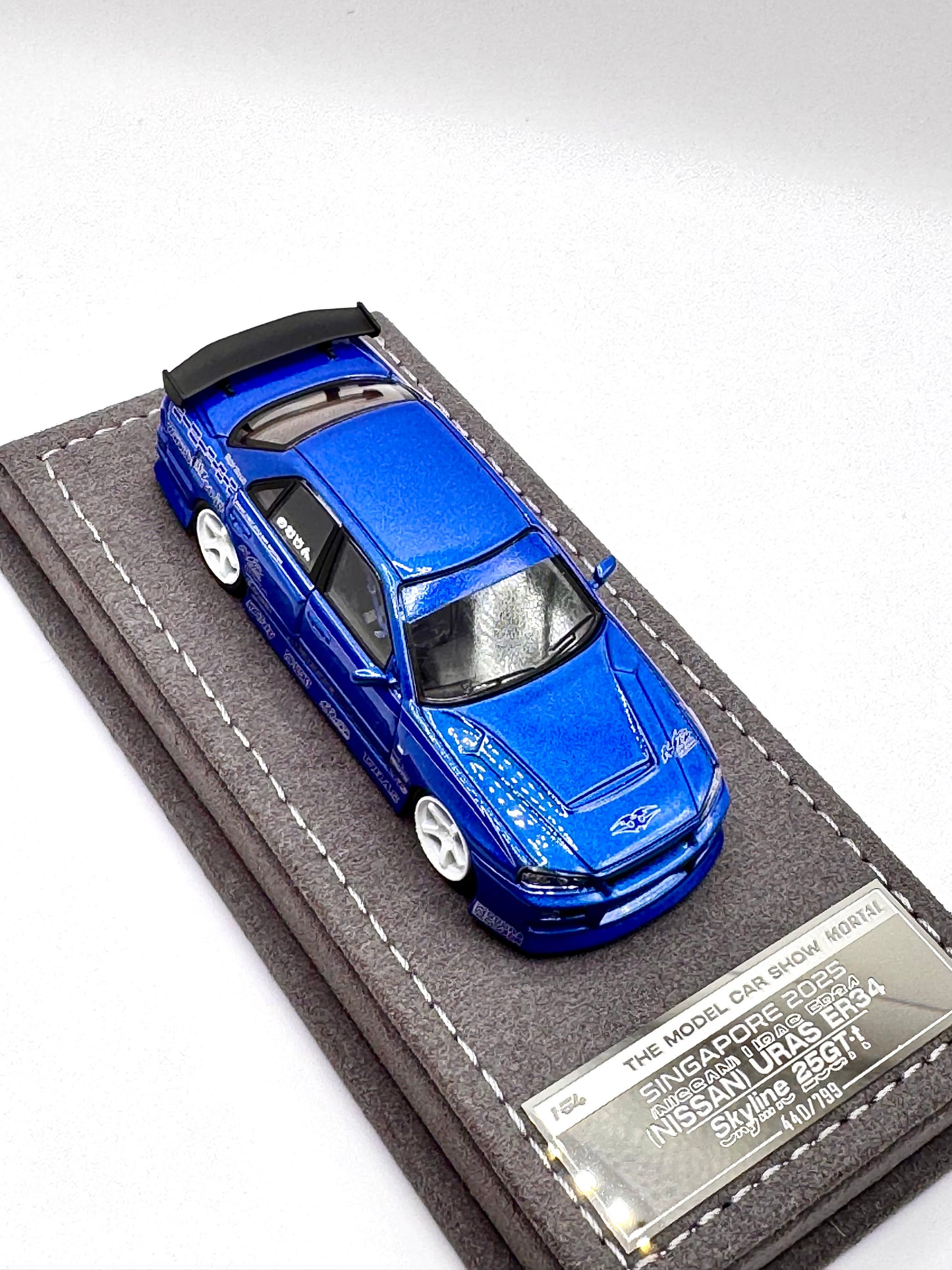 Set of 2 - Mortal Model Nissan Uras ER34 Skyline 25GT-t  Pearl Purple and Blue - Handcraftde Limited Singapore Diecast Expo (SDX) 2025 Exclusive