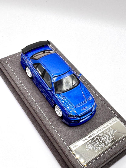 Set of 2 - Mortal Model Nissan Uras ER34 Skyline 25GT-t  Pearl Purple and Blue - Handcraftde Limited Singapore Diecast Expo (SDX) 2025 Exclusive