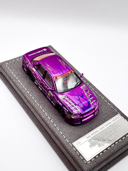 Set of 2 - Mortal Model Nissan Uras ER34 Skyline 25GT-t  Pearl Purple and Blue - Handcraftde Limited Singapore Diecast Expo (SDX) 2025 Exclusive
