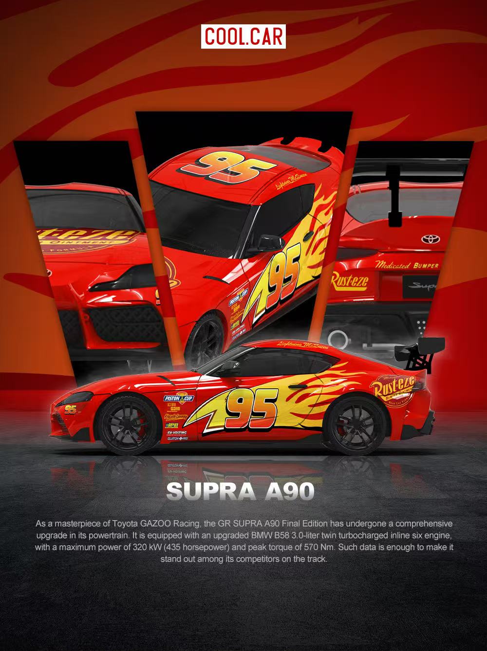 Cool Car Toyota Supra A90 Lightning Mcqueen Livery