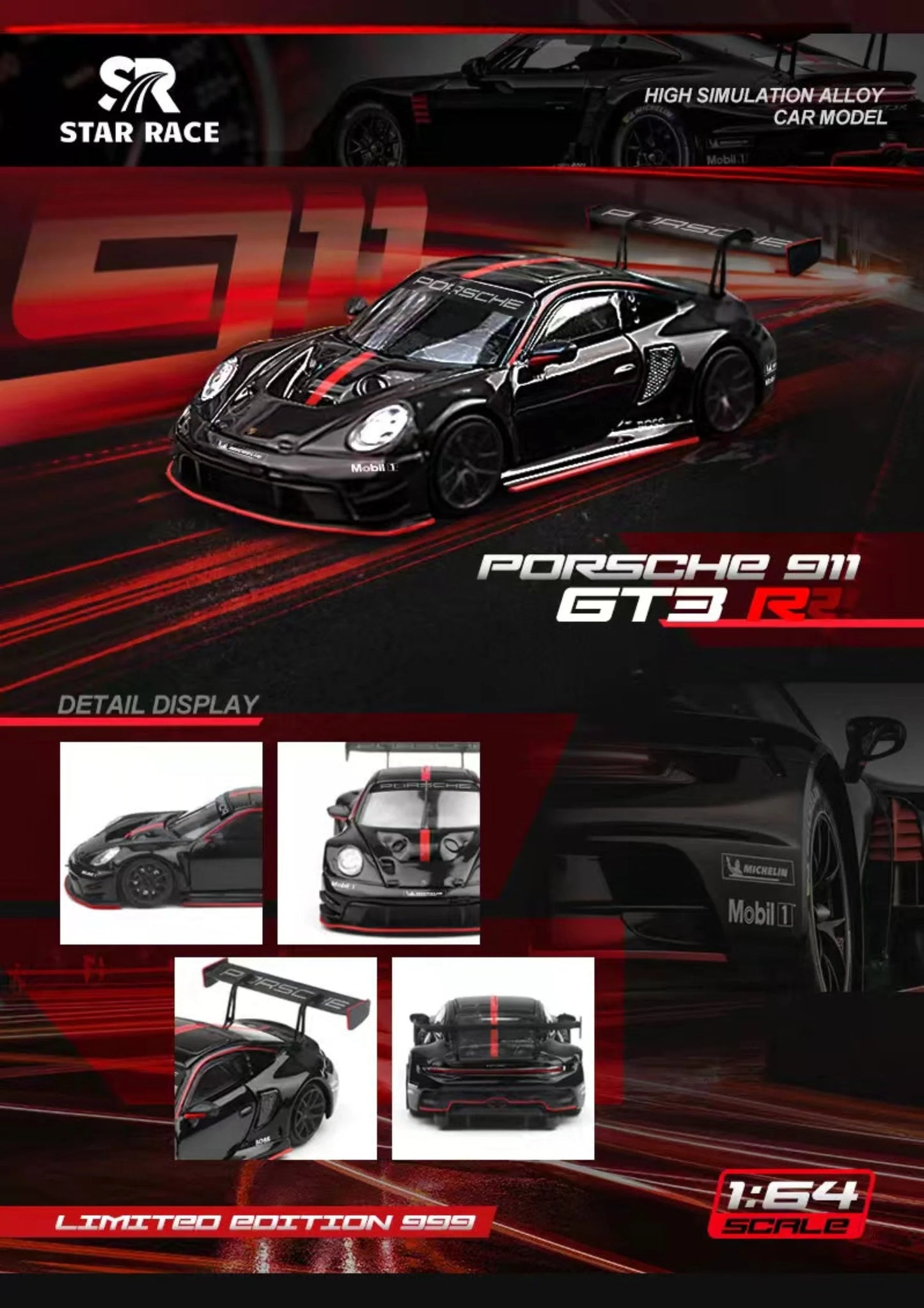 Star Race Porsche 911 GT3 R Black- Limited Edition